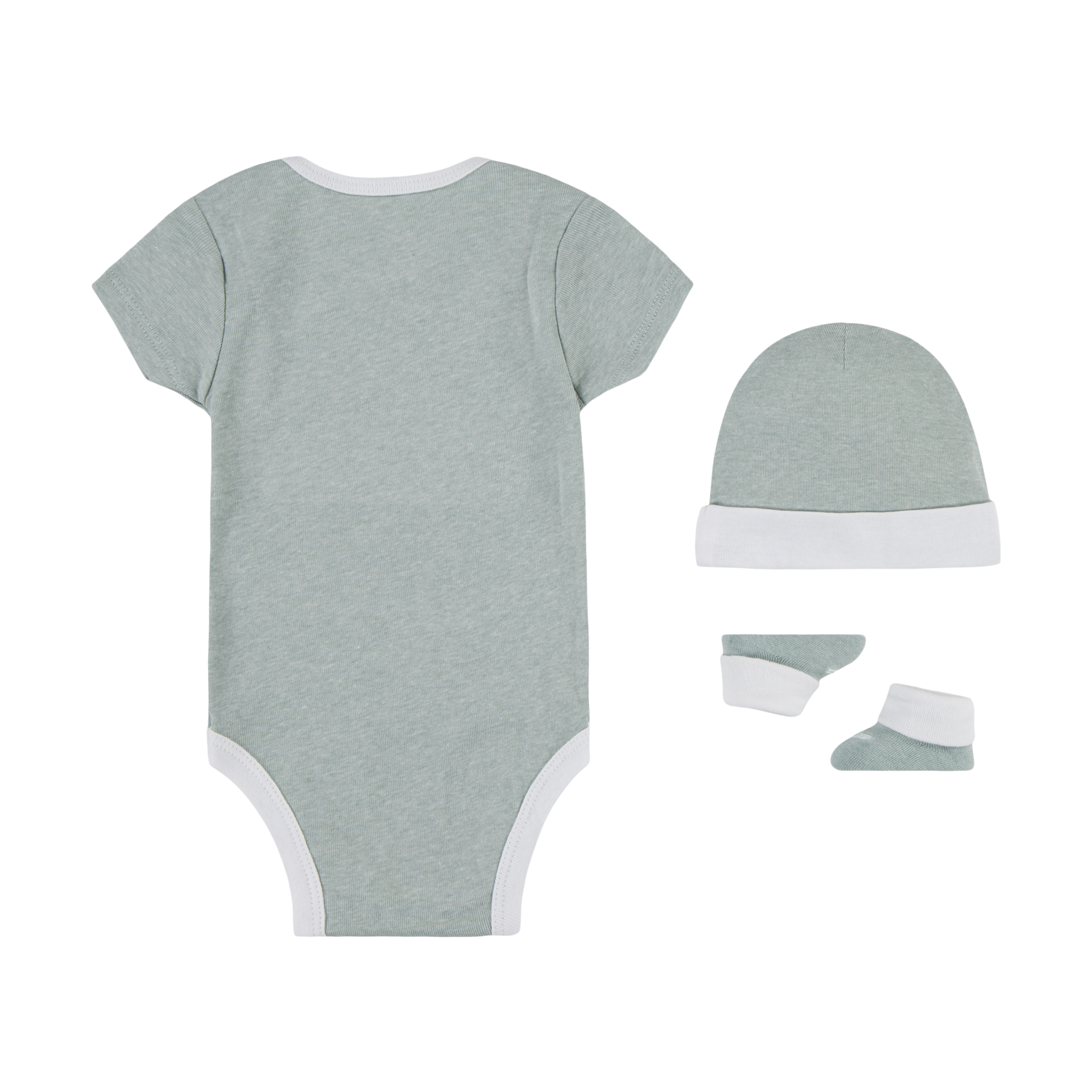Nike Baby Bodysuit, Hat and Booties Box Set - Mica Green Heather, 0-6 M.