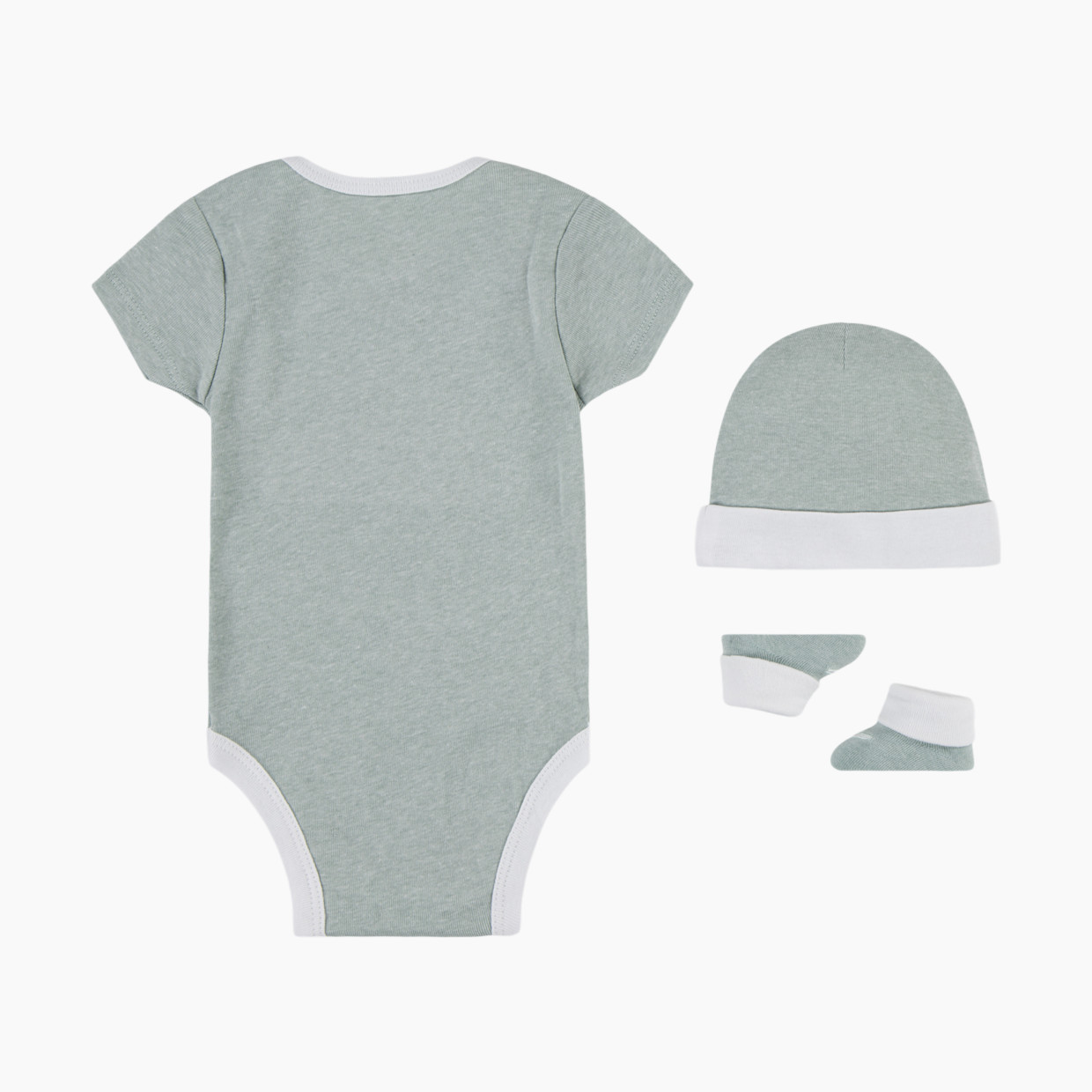 Nike Baby Bodysuit, Hat and Booties Box Set - Mica Green Heather, 0-6 M.
