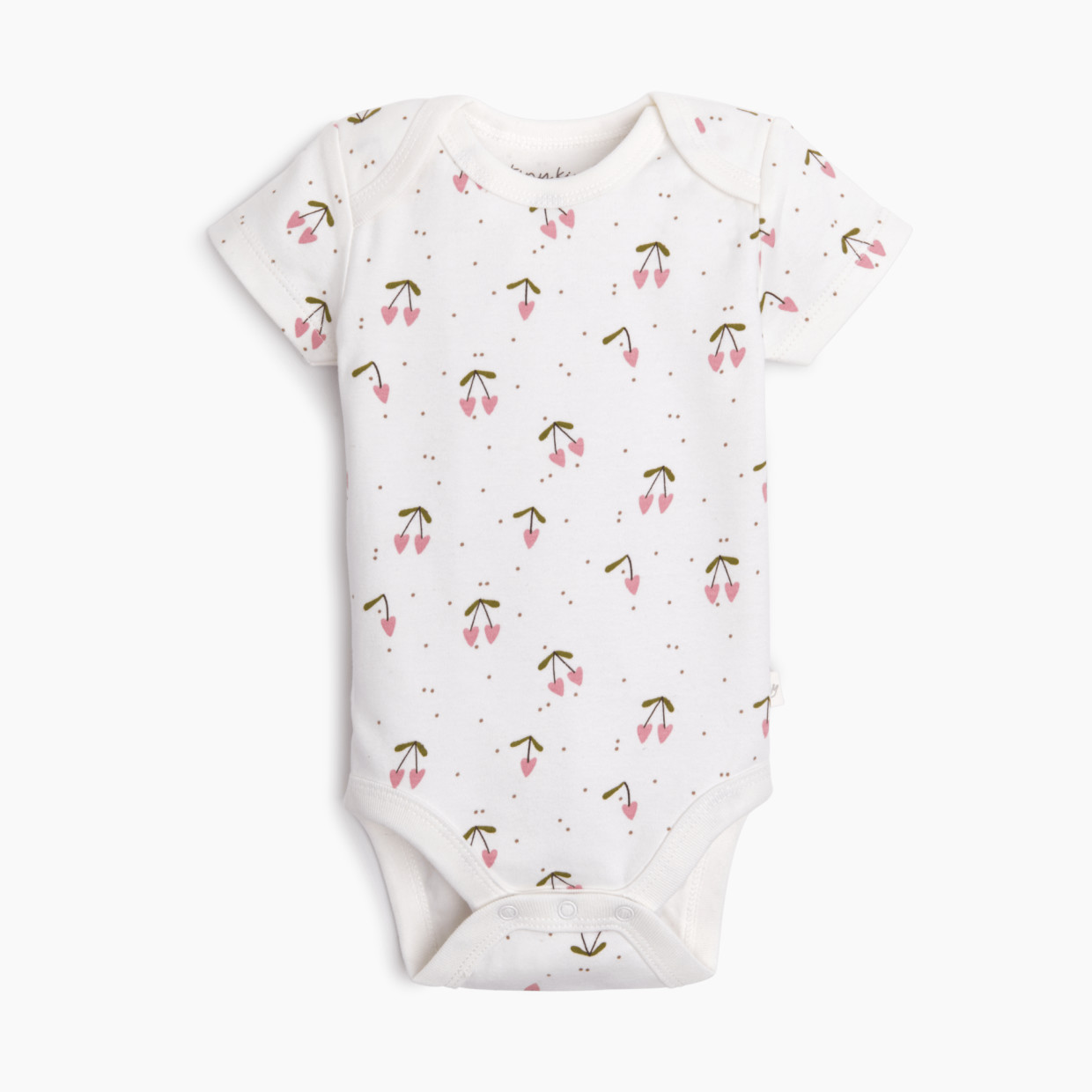Tiny Kind Printed Short Sleeve Organic Cotton Bodysuit - Cherries, 6-9 M.