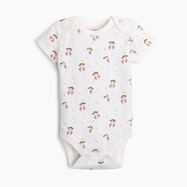 Tiny Kind Printed Short Sleeve Organic Cotton Bodysuit - Cherries, 3-6 M.