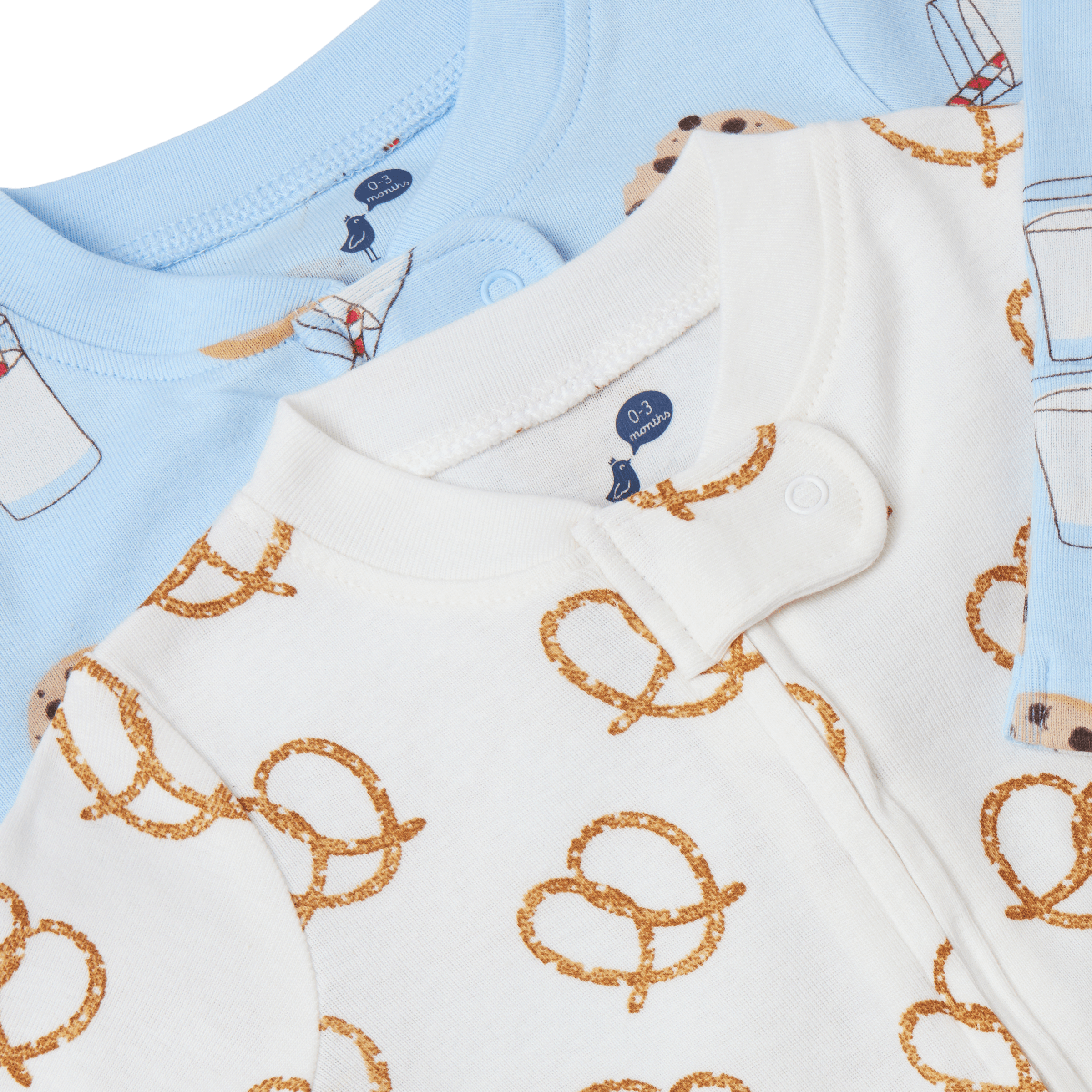 Small Story Organic Cotton 2-Way Zip Footie (2 Pack) - Sweet Snacks, 3-6 M.