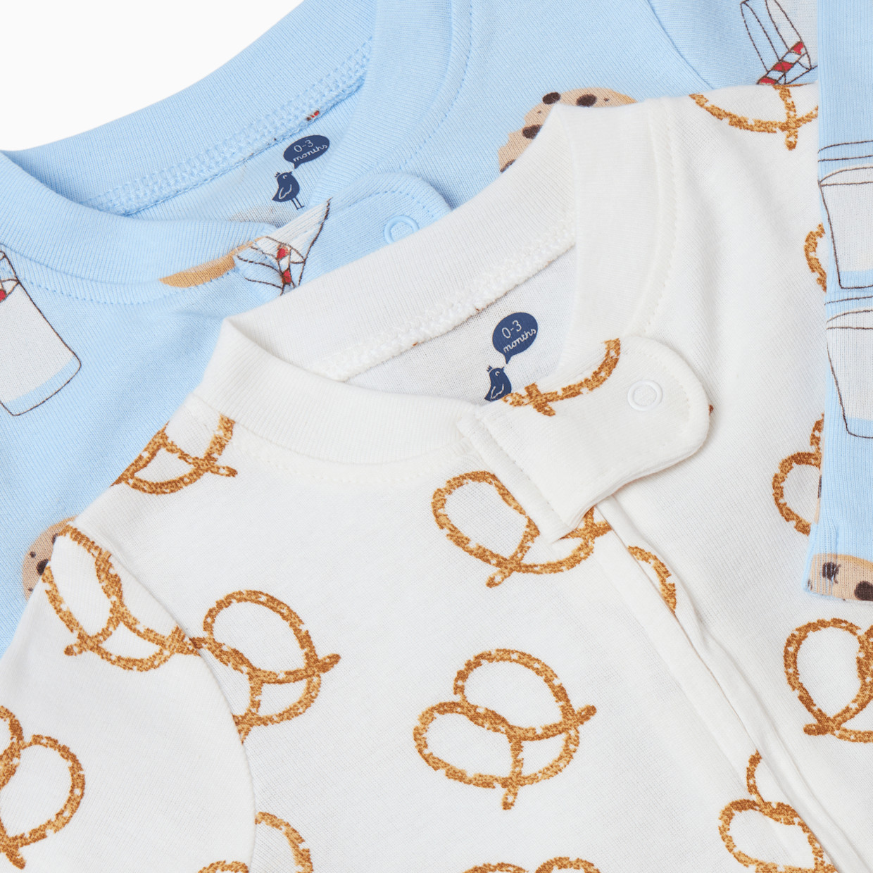 Small Story Organic Cotton 2-Way Zip Footie (2 Pack) - Sweet Snacks, 3-6 M.