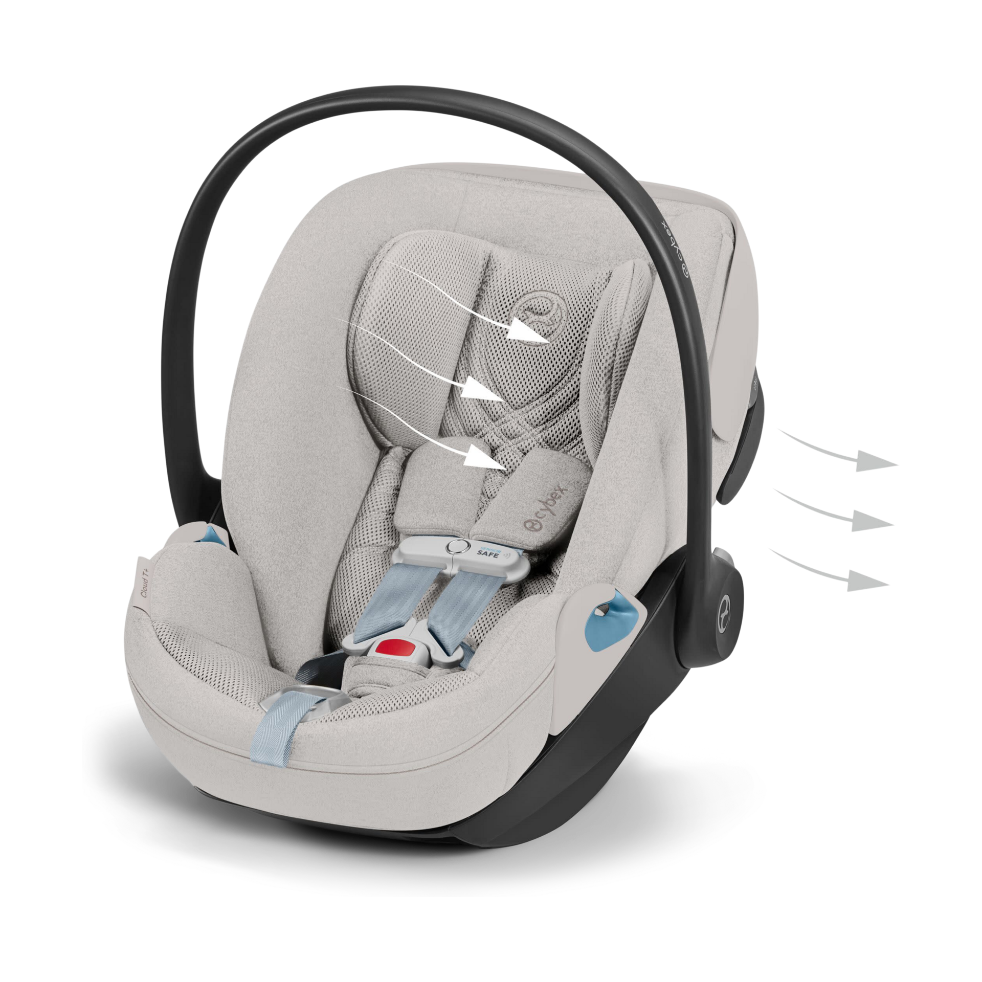 Cybex Cloud T Comfort Extend Infant Car Seat with SensorSafe - City Grey.