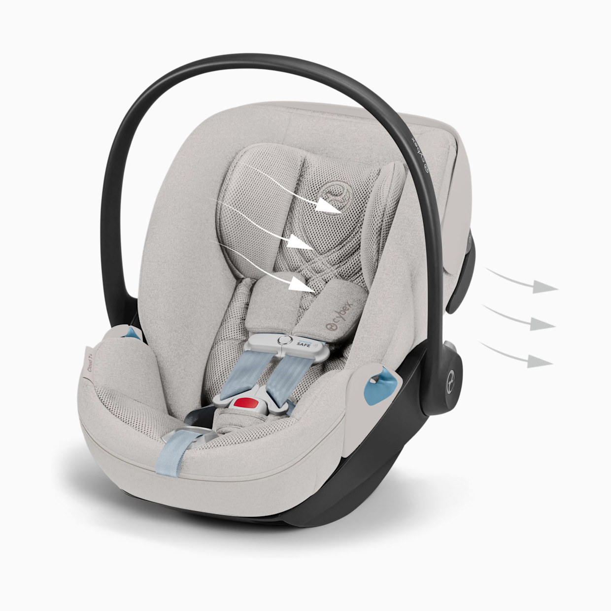Cybex Cloud T Comfort Extend Infant Car Seat with SensorSafe - City Grey.