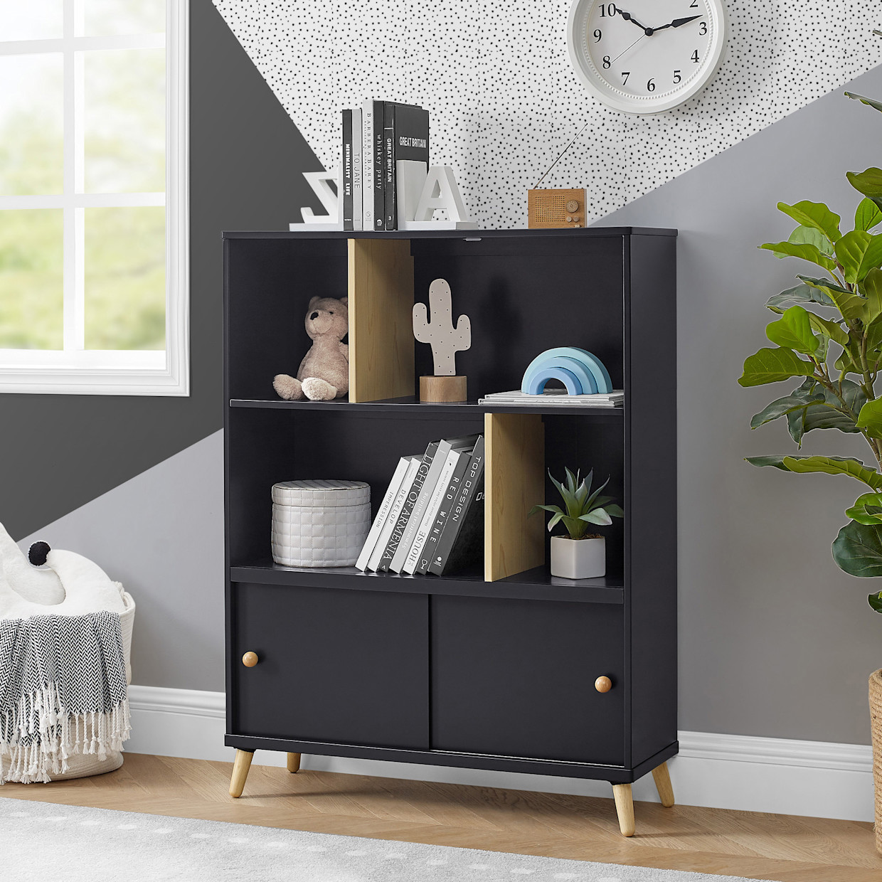 Delta Children Essex Bookcase - Black/Natural.