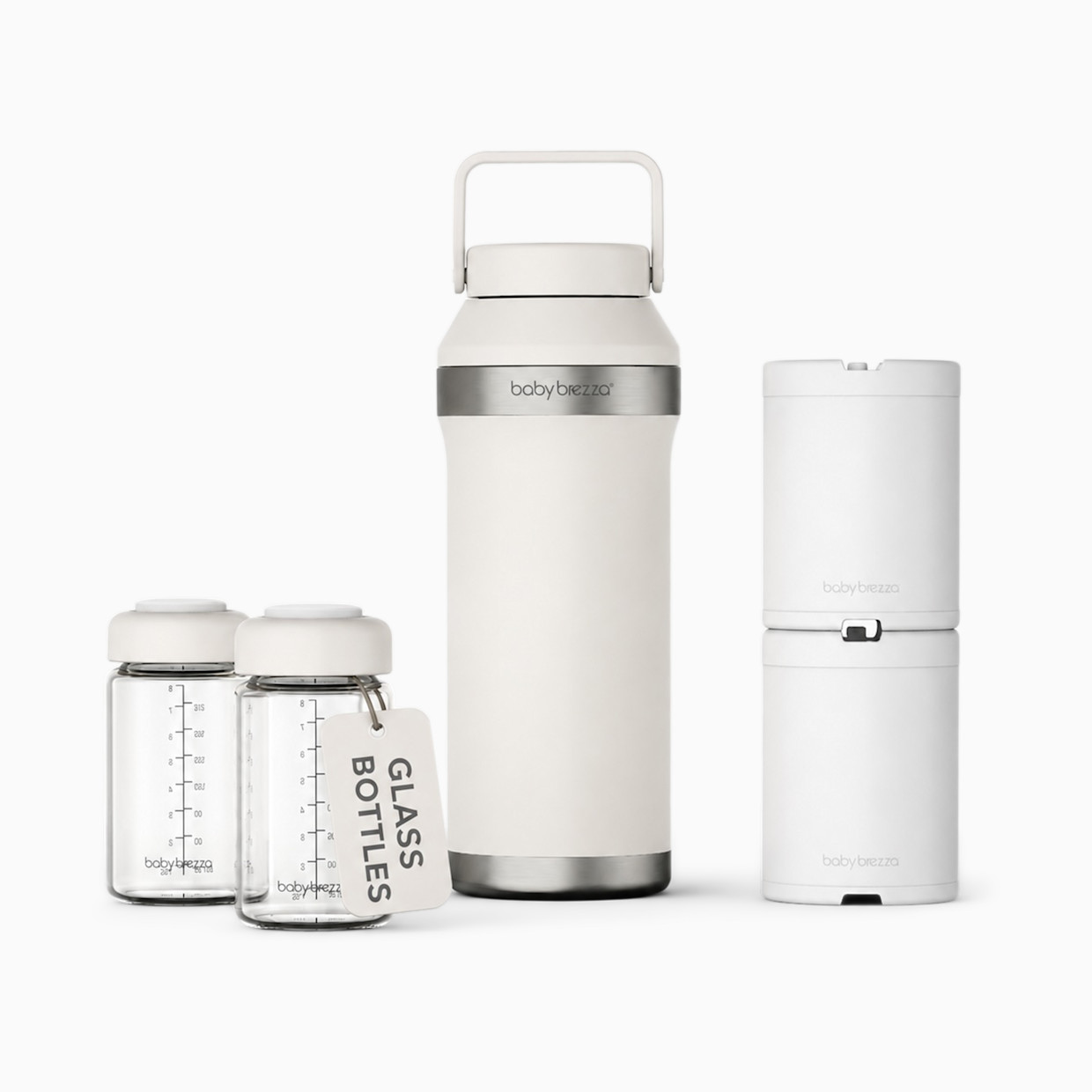 Baby Brezza Portable Breastmilk Cooler with Glass Bottles - White.