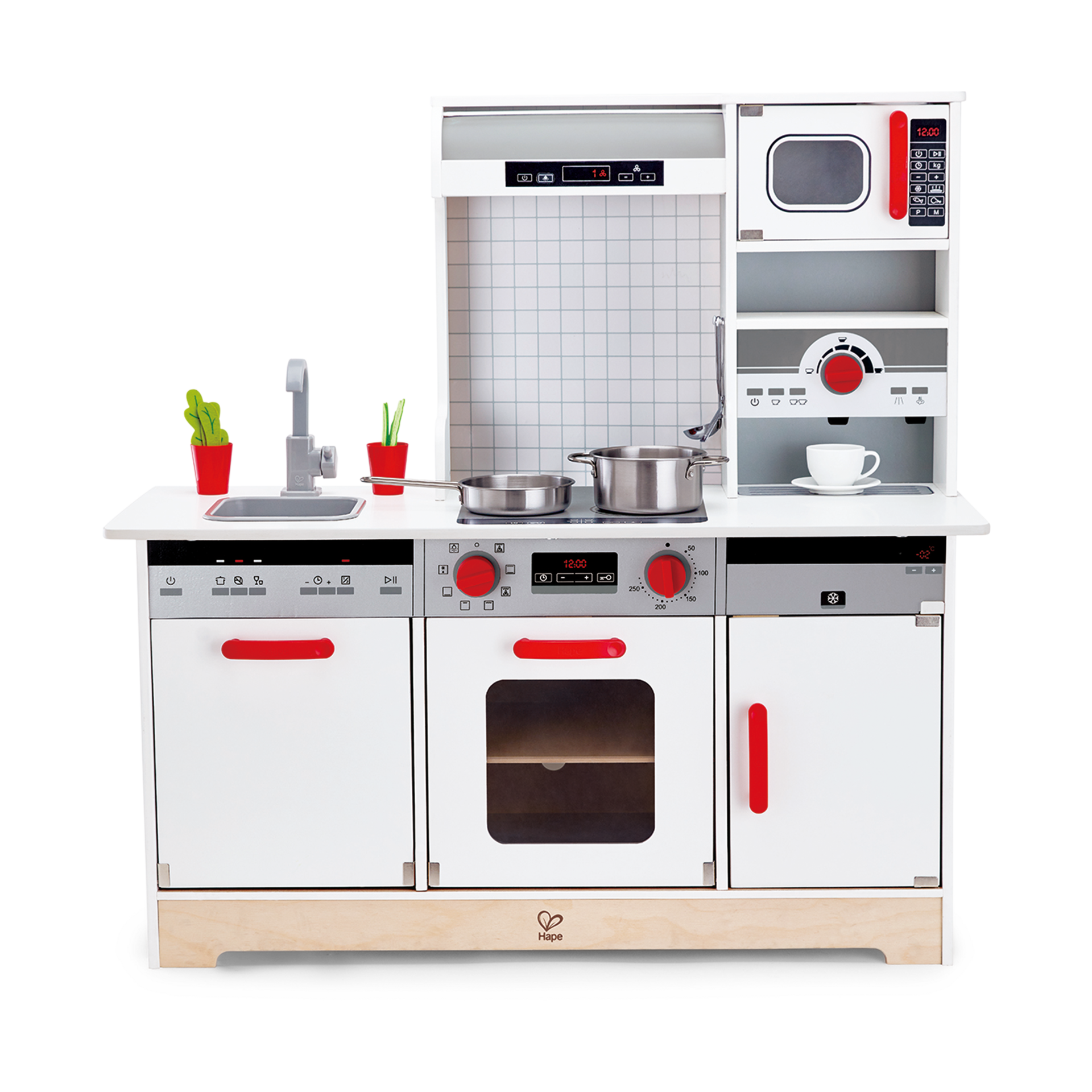 Hape All-in-1 Wooden Play Kitchen with Accessories.