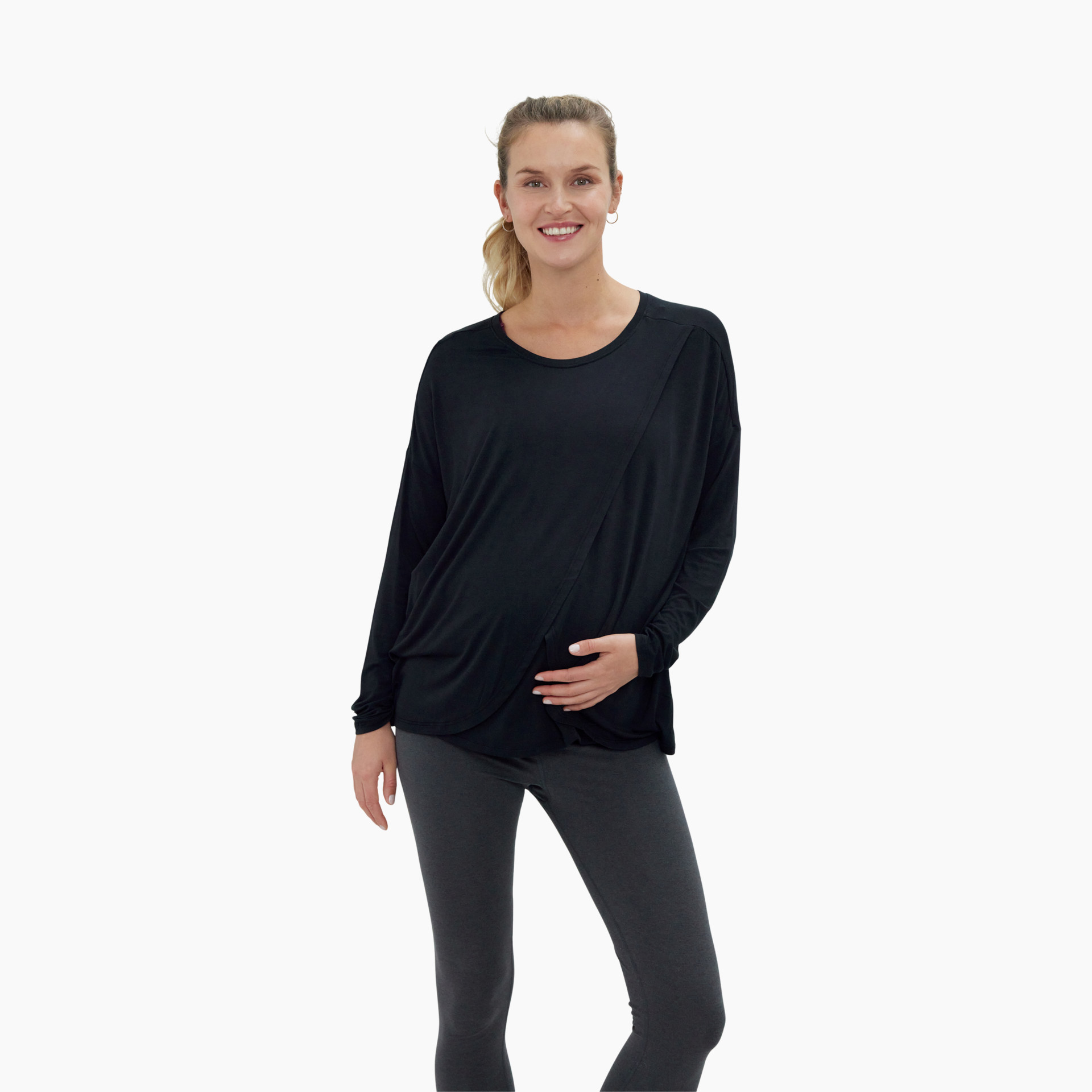 Ingrid & Isabel Maternity Ultimate Nursing Pullover Sweater Black