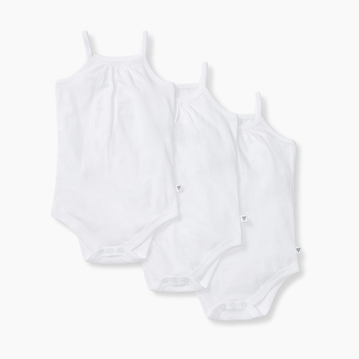 Burt's Bees Baby Organic Cotton Set of 3 Solid Camisole Bodsuits - Cloud White, Newborn.