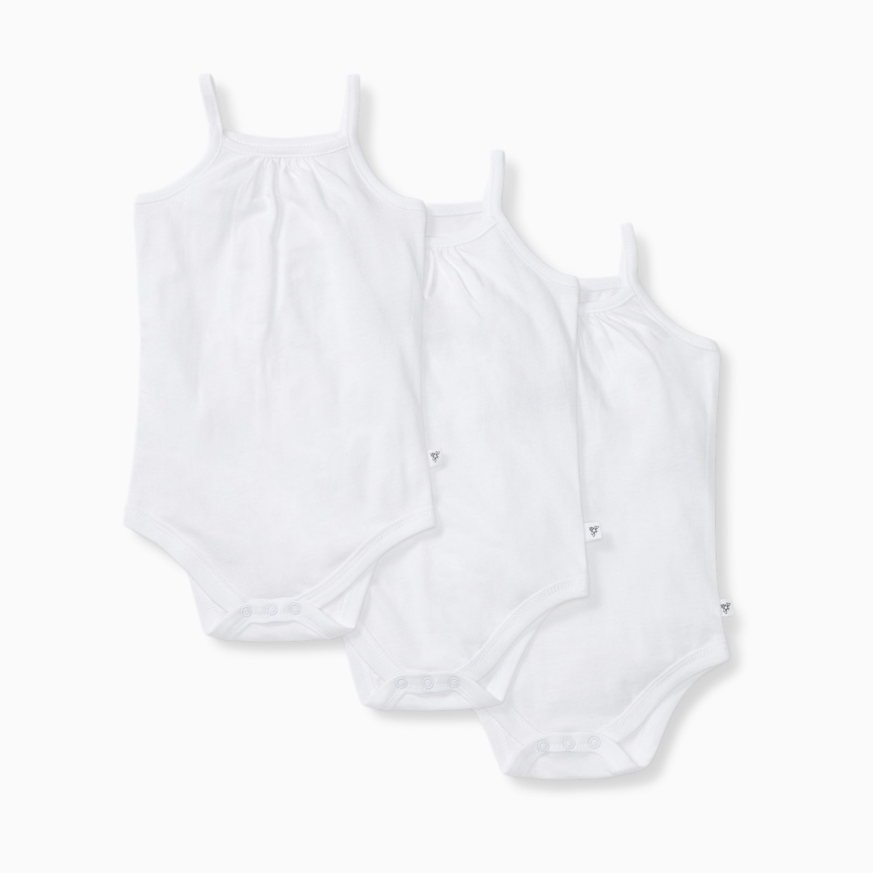 Burt's Bees Baby Organic Cotton Set of 3 Solid Camisole Bodsuits - Cloud White, 3-6 M.