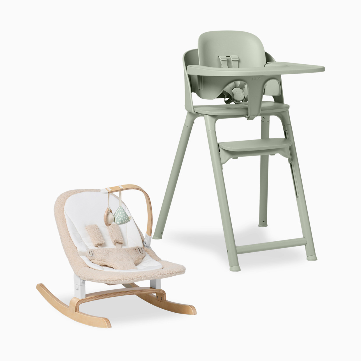 Lalo 7-in-1 High Chair + Newborn Rocker Bundle - Sage.