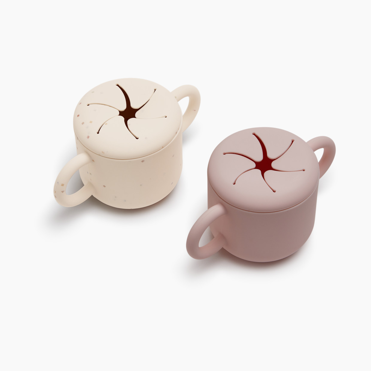 AEIOU Silicone Snack Cup (2 Pack) - Petal/Oat Speckle.