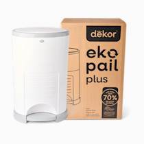 Diaper Dekor Plus Hands-Free Diaper Pail | Largest & Easiest to Use | Just Step–Drop–Done | Doesn’t Absorb Odors | Quick Bag Change | Great for Cloth Diapers | 70% Recycled Materials | EKO White