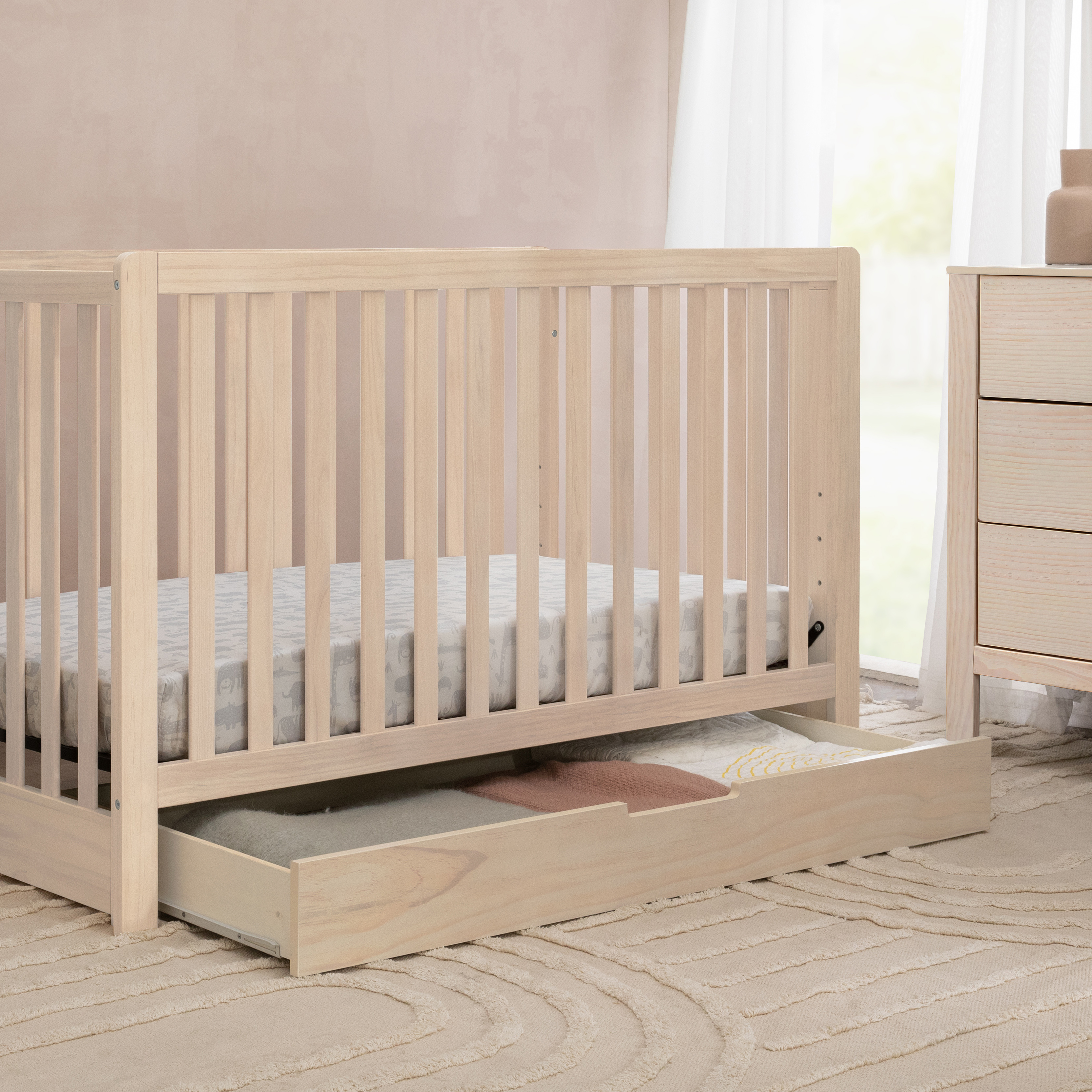 Carter's by daVinci Colby 4-in-1 Convertible Crib with Trundle Drawer - Washed Natural.