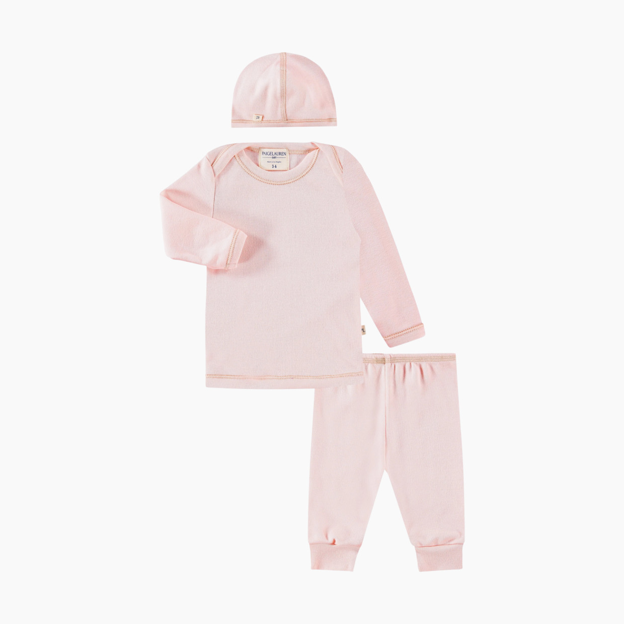 Paige Lauren Baby Rib L/S Lap Tee, Legging, Cap Loungewear Sets-Splendid - Pink, 0-3m.