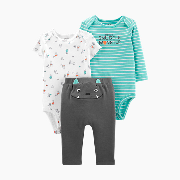 Carter's 3-Piece Little Character Set - Monster (Turquoise), Newborn.