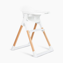 Munchkin Float Baby High Chair, Foldable and Easy to Clean, for Babies and Toddlers, White with Wooden Legs