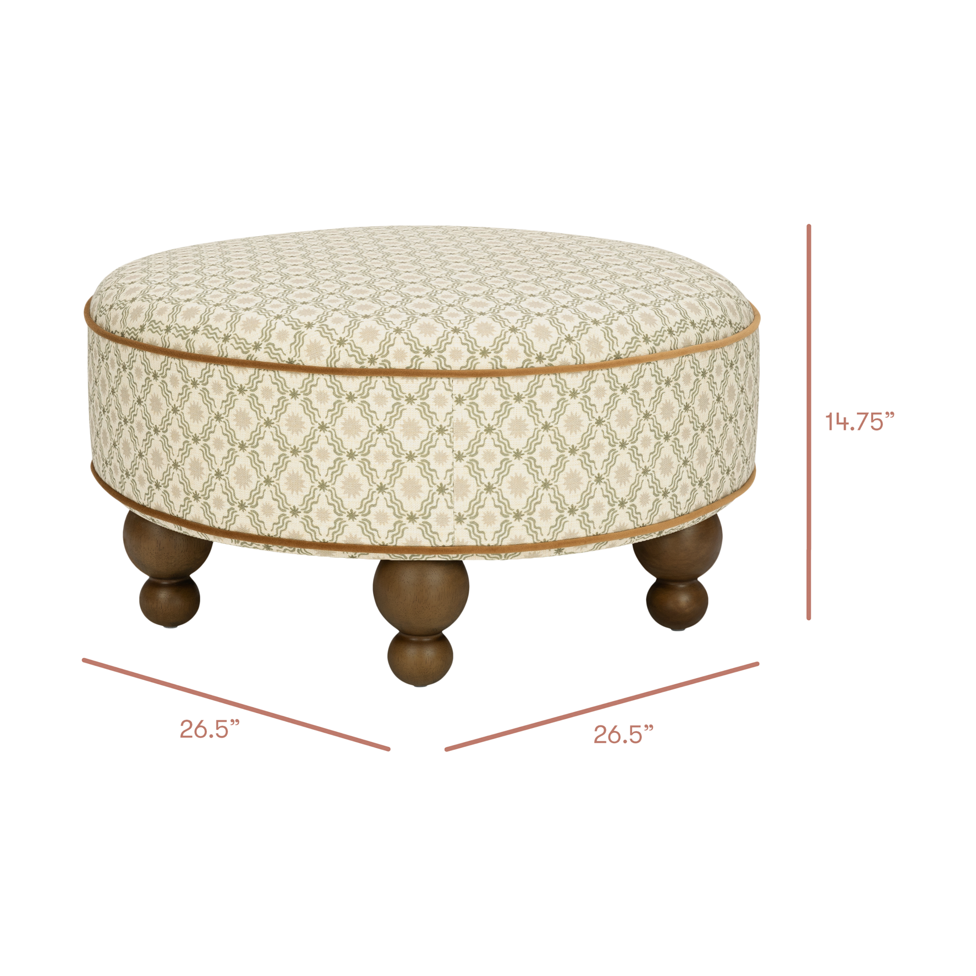 babyletto Astre Ottoman by Nate Berkus - Performance Olive Star Eco-Crossweave W/ Toffee Feet.