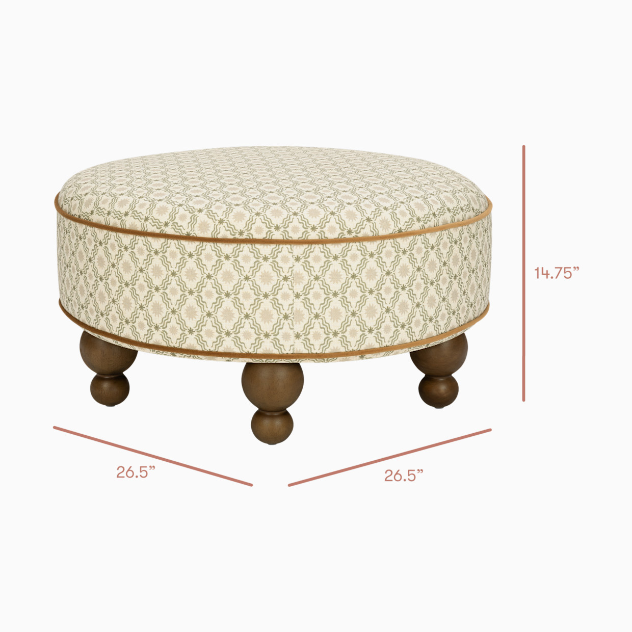 babyletto Astre Ottoman by Nate Berkus - Performance Olive Star Eco-Crossweave W/ Toffee Feet.