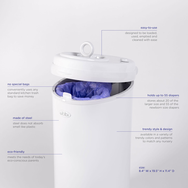 Ubbi Ubbi x Babylist Matte Steel Diaper Pail.