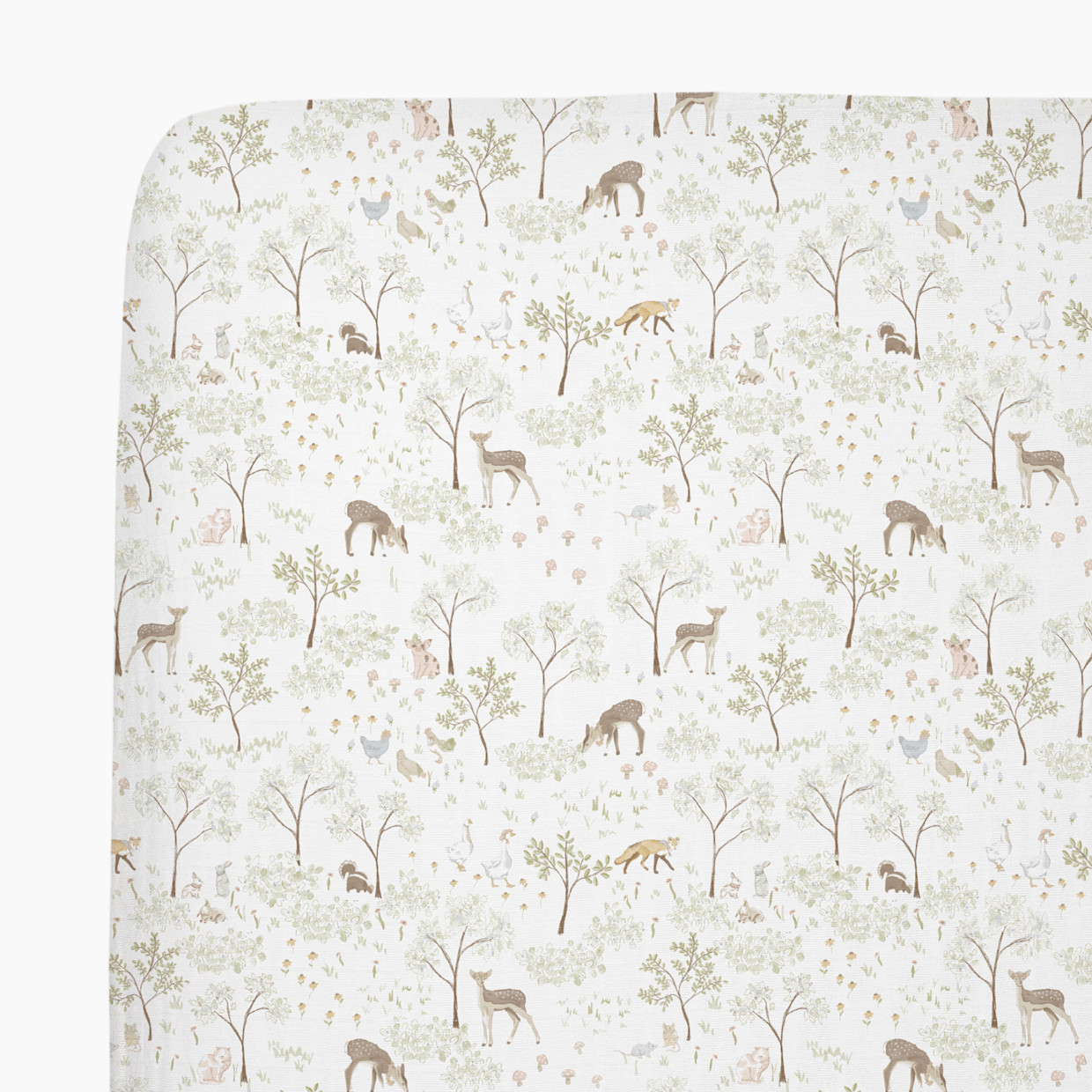 Little Unicorn Cotton Muslin Crib Sheet - Woodland Friends.