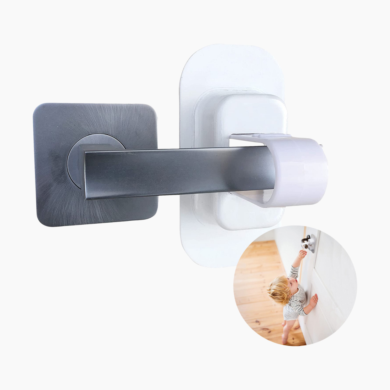 Dreambaby Adhesive Lever Door Handle Lock (2 Pack) - White.