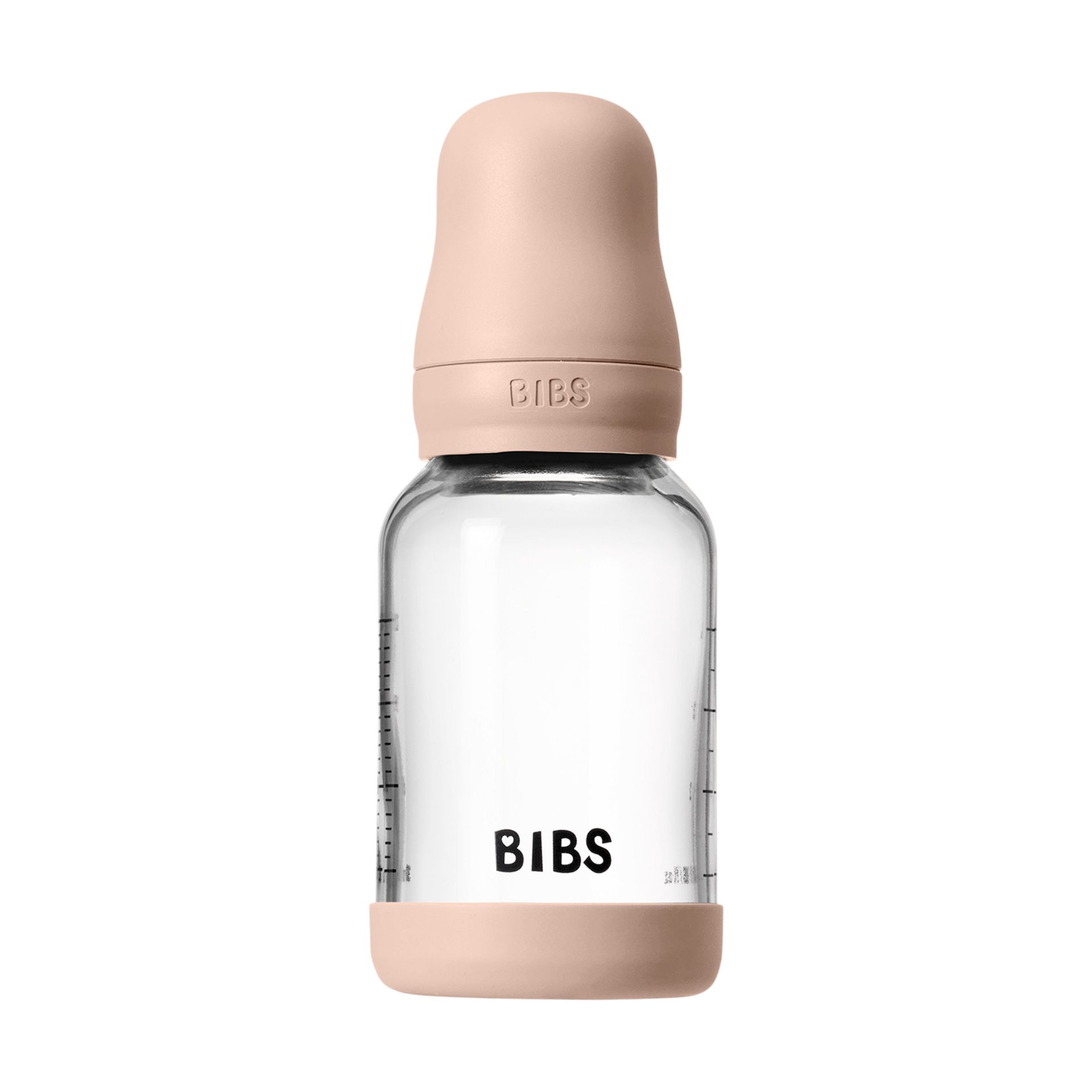 BIBS Baby Glass Bottle with Natural Rubber Nipple - Blush, 4oz.