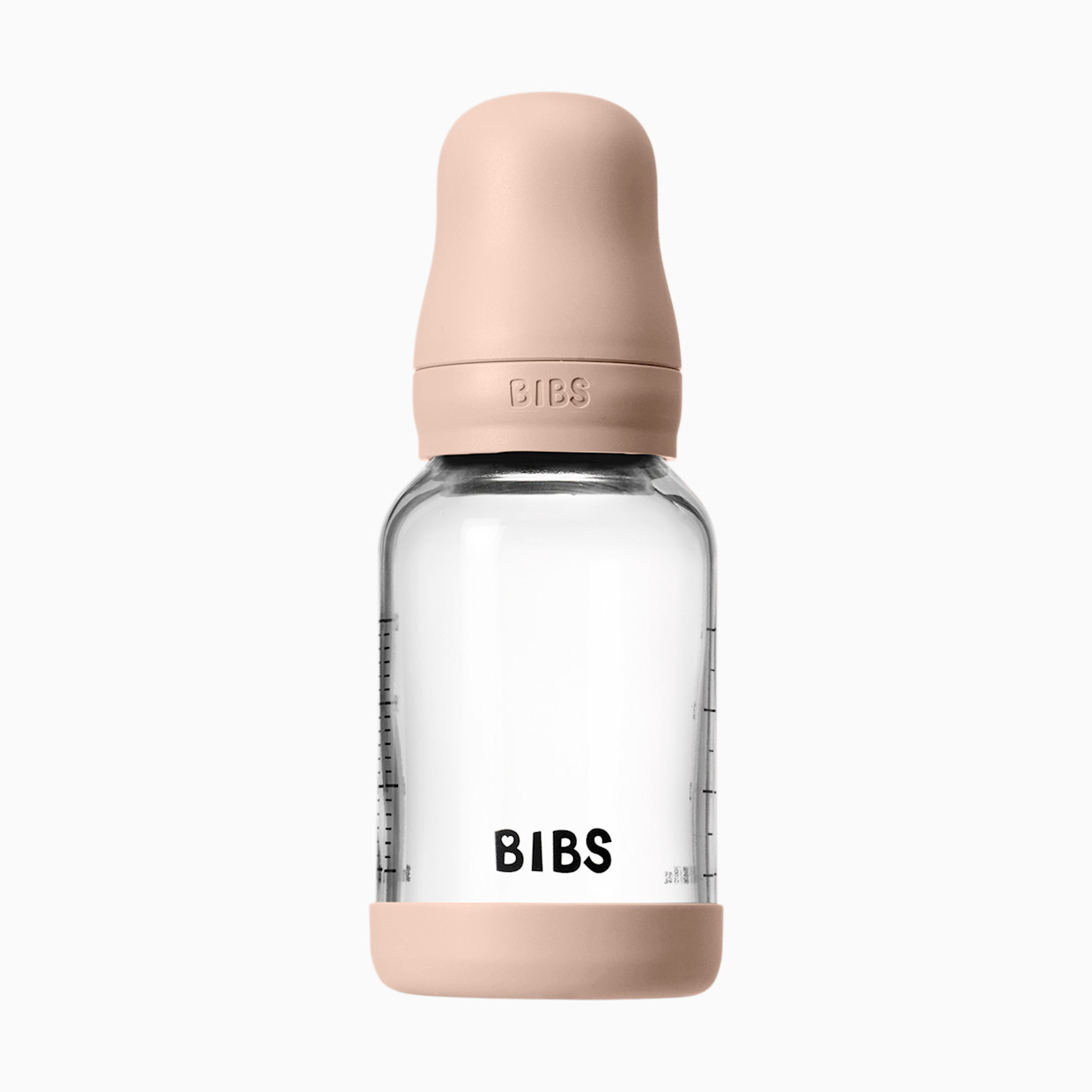 BIBS Baby Glass Bottle with Natural Rubber Nipple - Blush, 4oz.