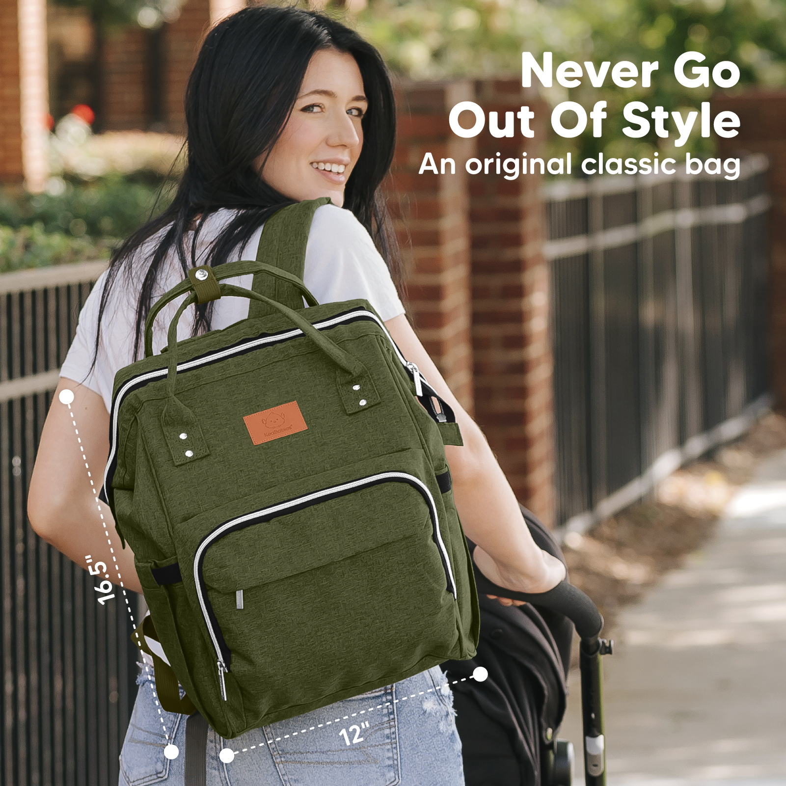 KeaBabies Original Diaper Backpack - Dark Olive.