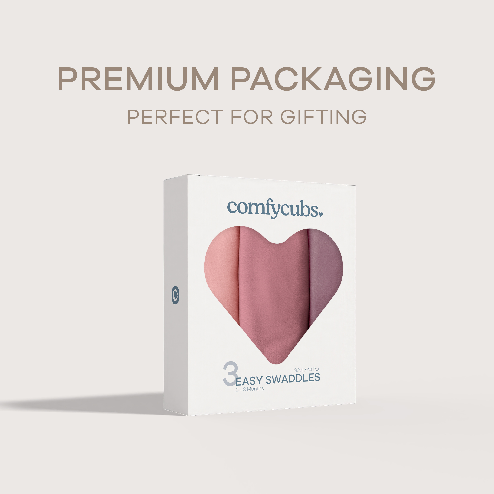 Comfy Cubs Easy Swaddle Blanket (3 Pack) - Blush, Mauve, Mulberry, Small.