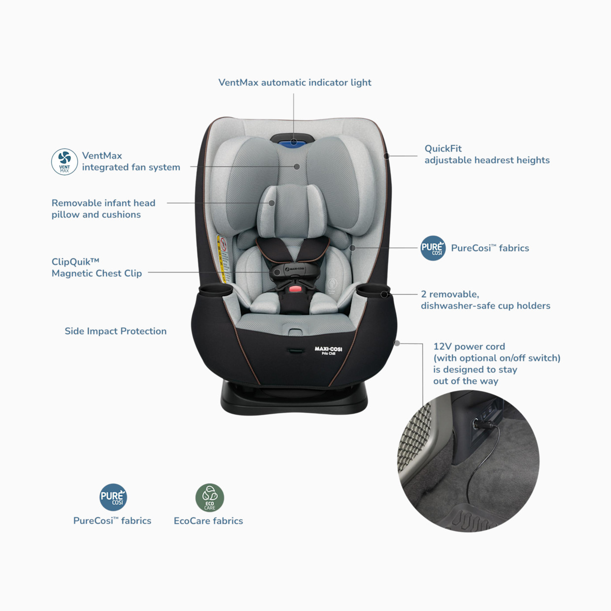 Maxi-Cosi Pria Chill All-in-One Convertible Car Seat - Black/Grey.