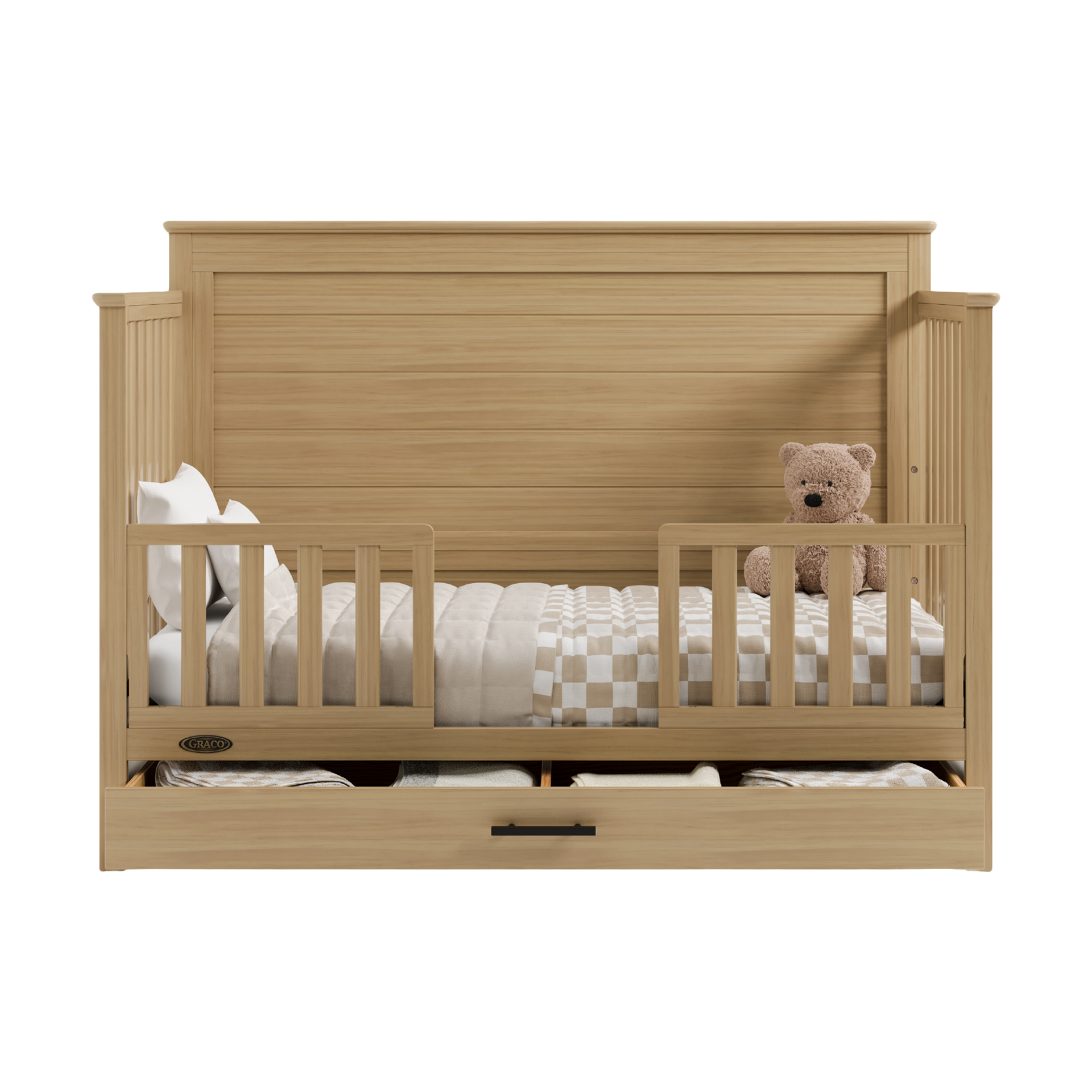 Storkcraft Universal Toddler Safety Guardrail Kit (Slats) - Driftwood.