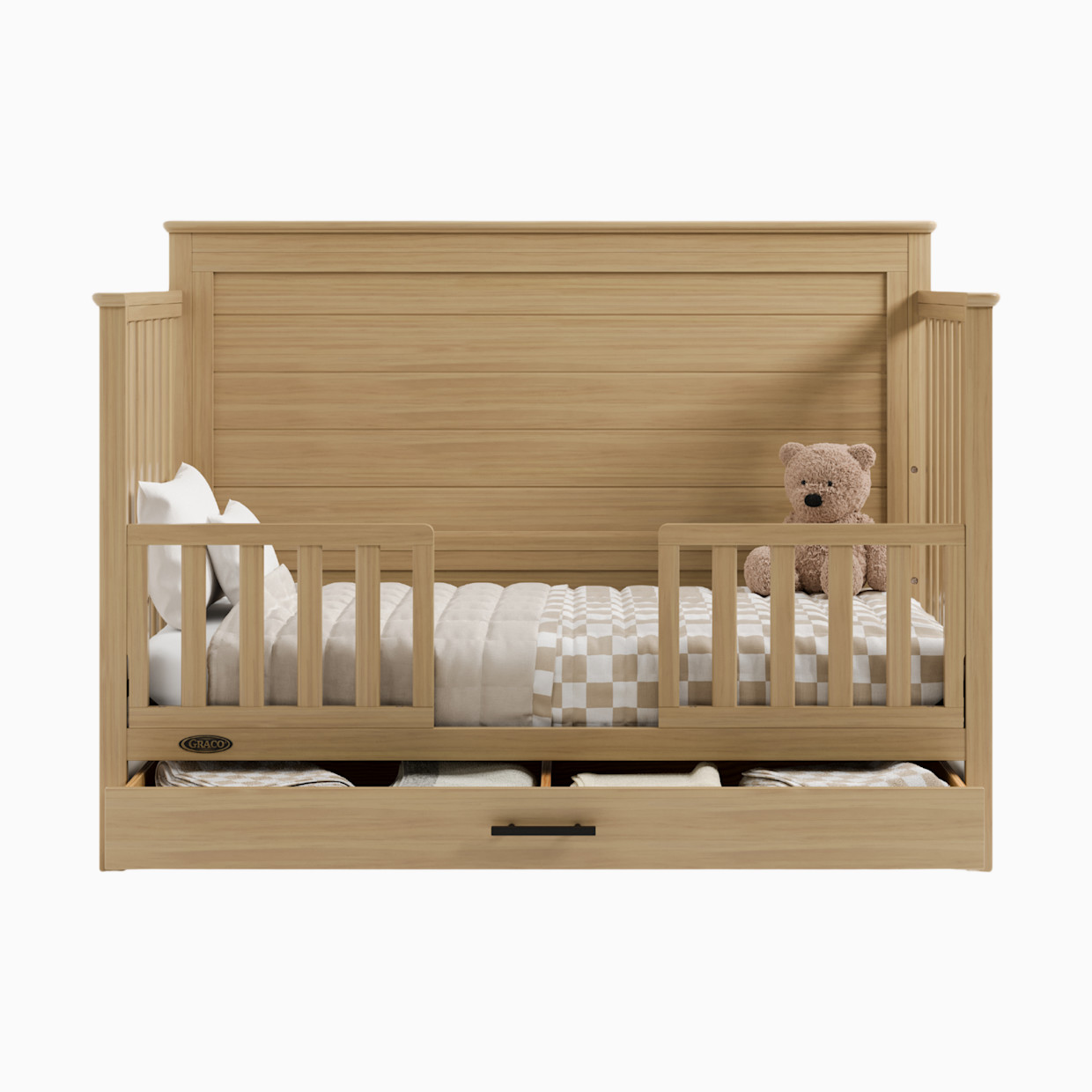 Storkcraft Universal Toddler Safety Guardrail Kit (Slats) - Driftwood.