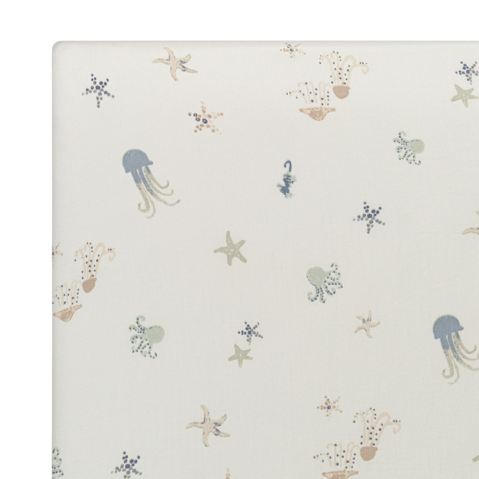 Crane Baby Cotton Sateen Crib Fitted Sheet - Cove Sea Life.