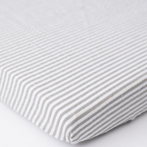 Little Unicorn Cotton Muslin Mini Crib/Travel Crib Sheet - Grey Stripe.