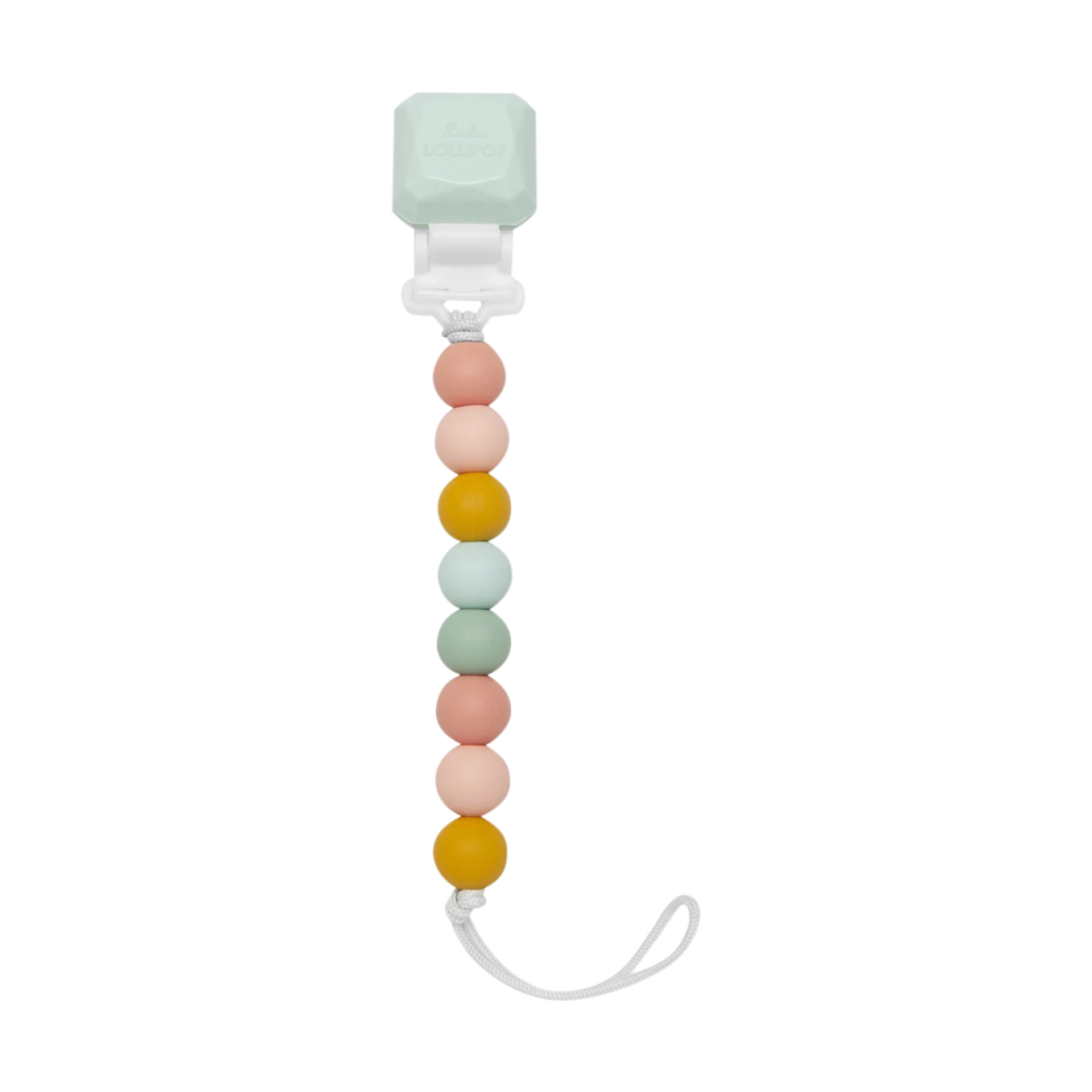 Loulou Lollipop Lolli Gem Silicone Pacifier Clip Pastel Rainbow