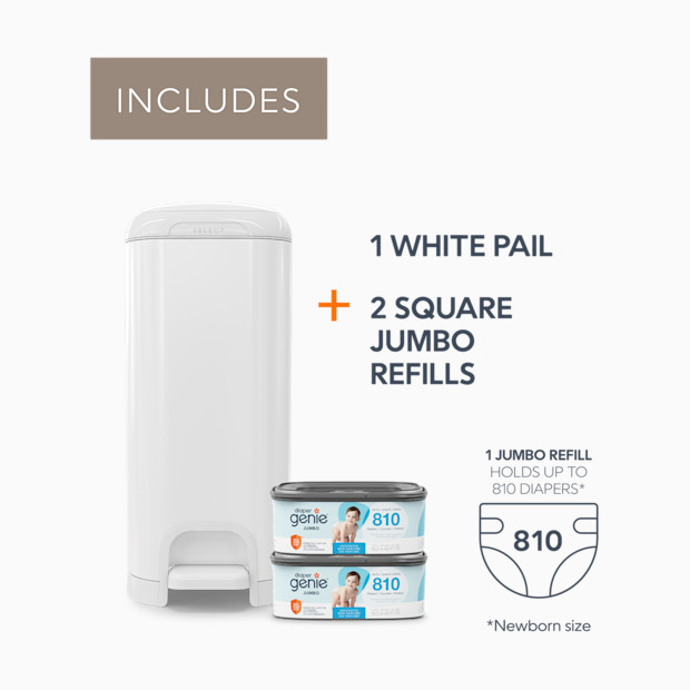 Diaper Genie Stainless Steel Select Pail Gift Set with 2 Jumbo Refills.