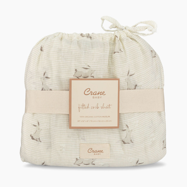 Crane Baby Avery Organic Cotton Fitted Crib Sheet - Bunny.