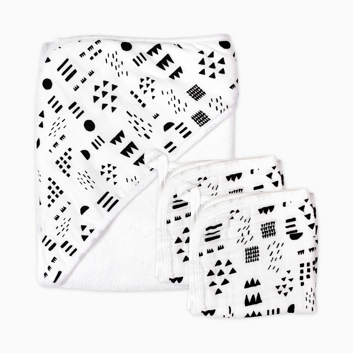 Honest Baby Clothing 3-Piece Organic Cotton Hooded Towel Set - Pattern Play, Os.