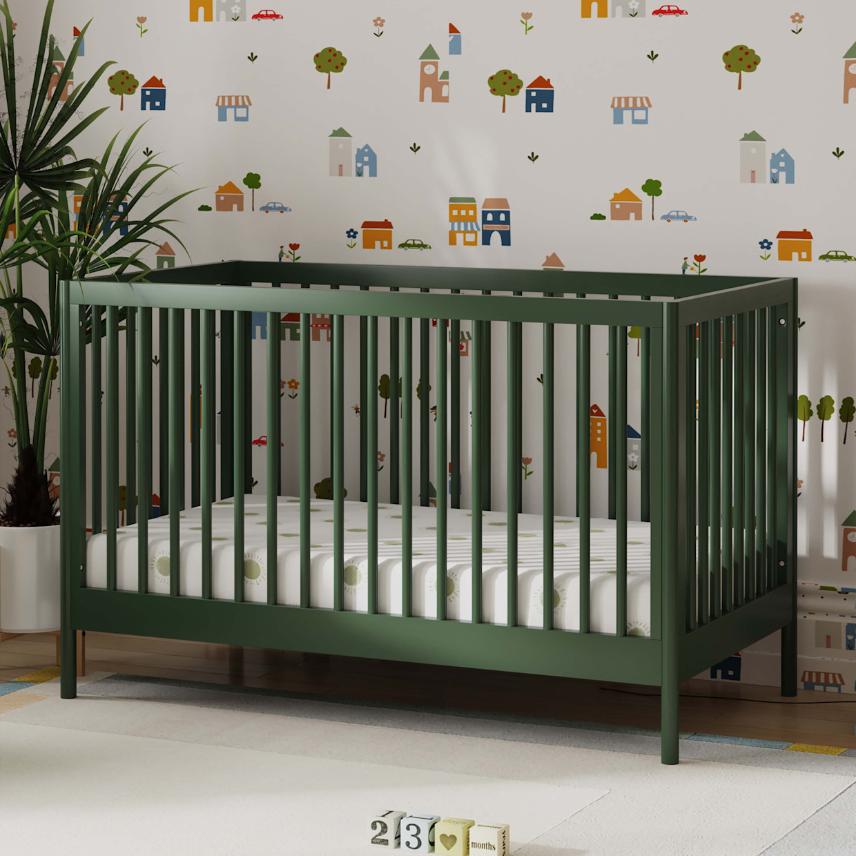 daVinci Birdie 3-in-1 Convertible Crib - Forest Green.