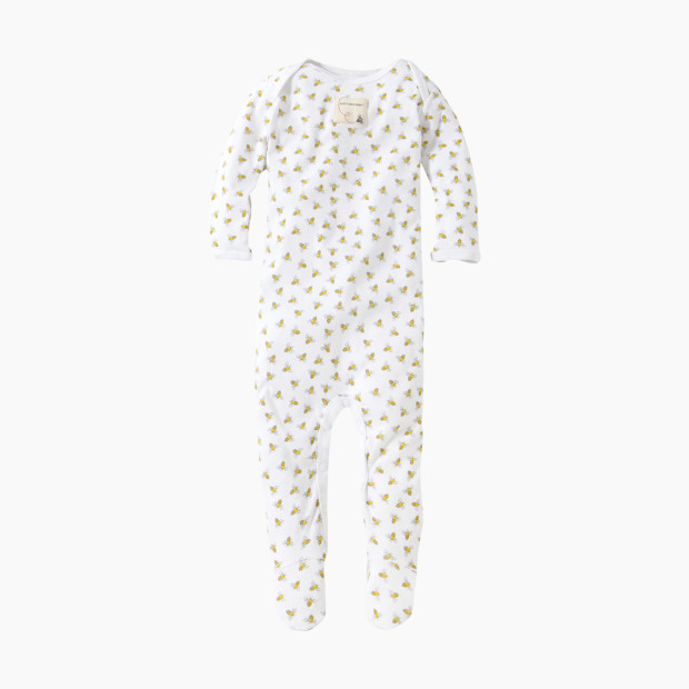 Burt's Bees Baby Organic Footed Coverall & Knot Top Hat - Cloud Honeybee, 6-9 Months.