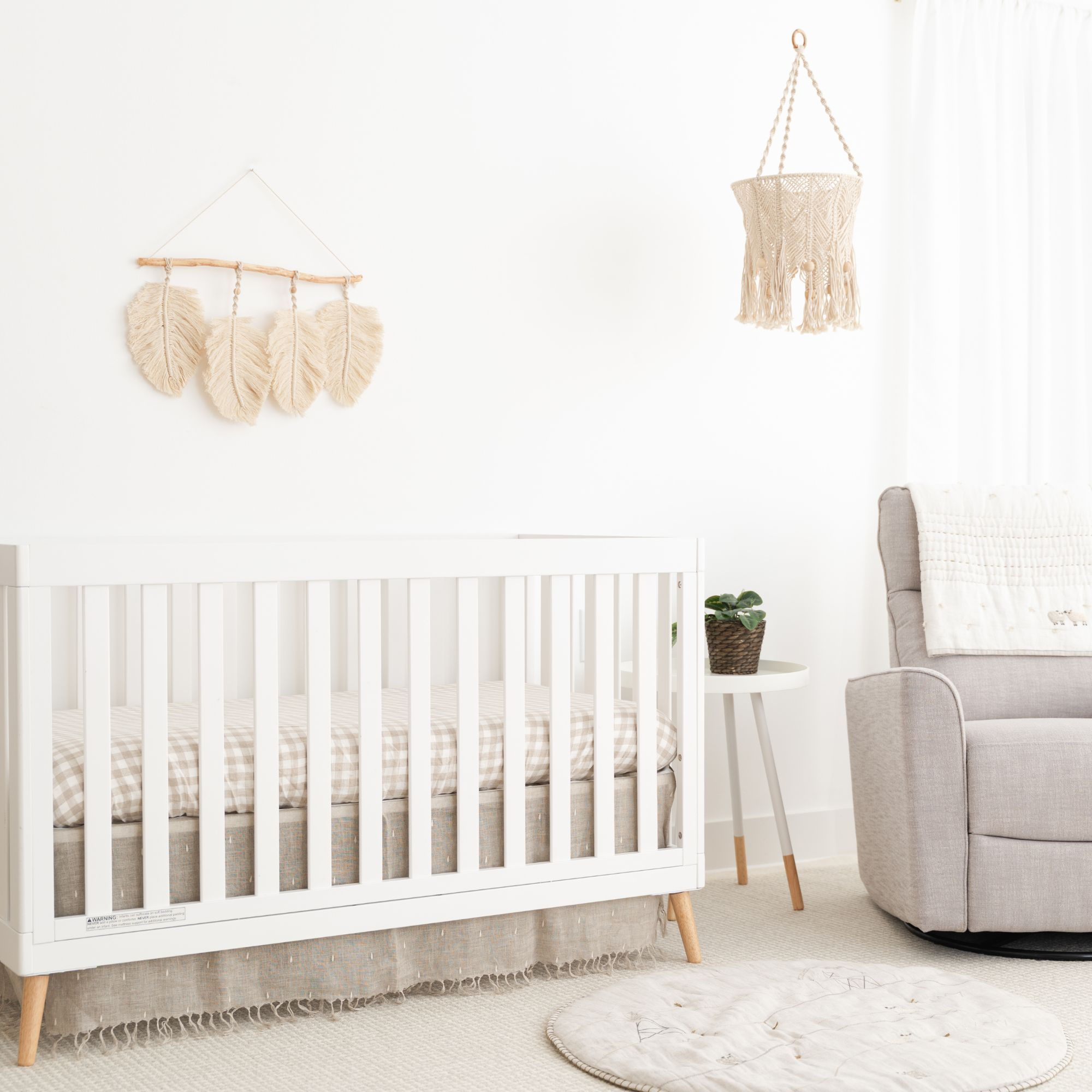 Crane Baby Macrame Nursery Ceiling Hanging.