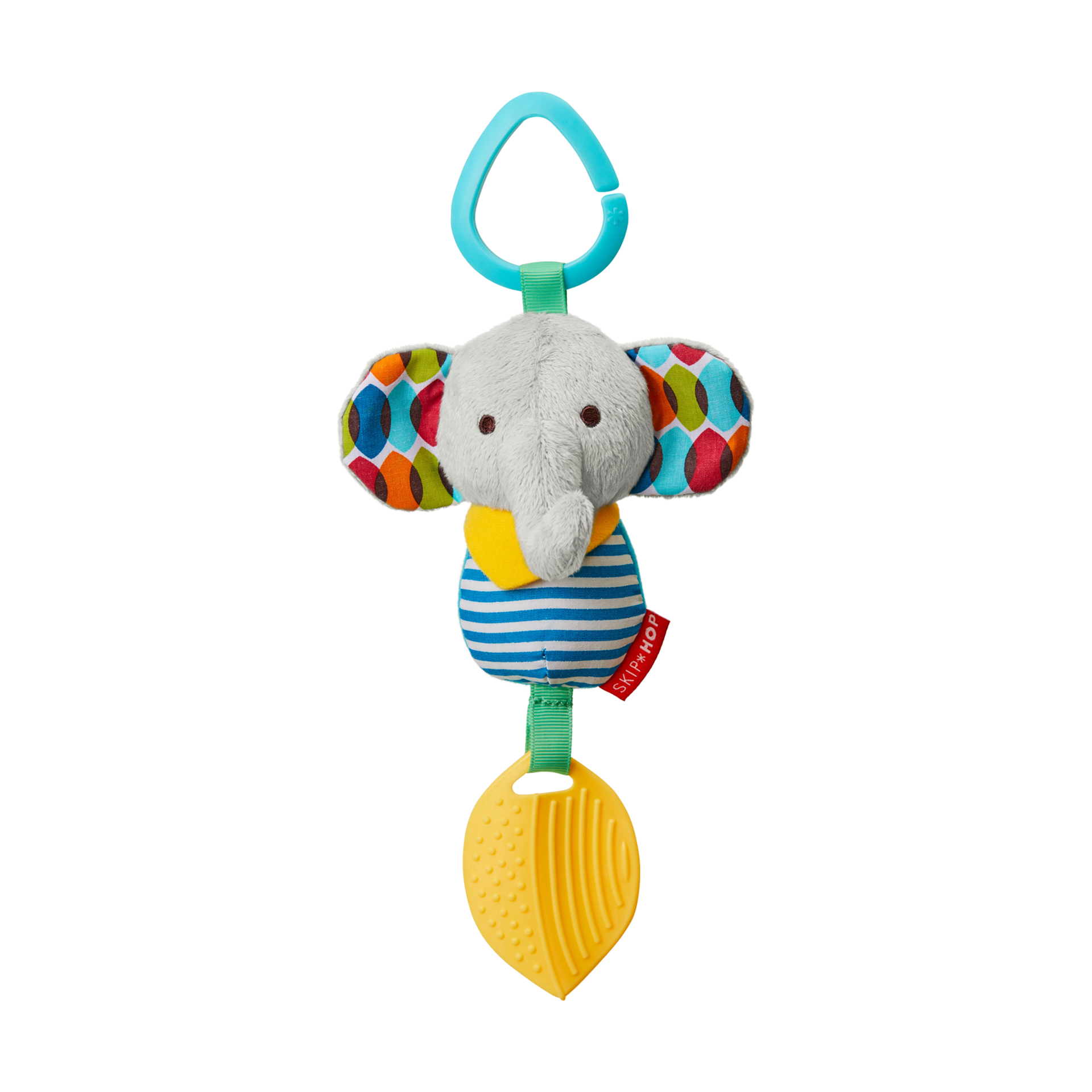 Skip Hop Bandana Buddies Baby Activity Chime & Teether Stroller Toy, Elephant, 3x2.5x7 Inch (Pack of 1)