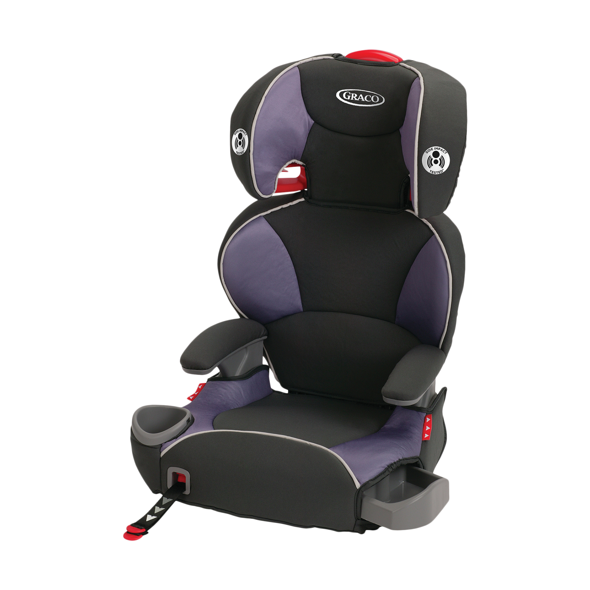 high back booster seat with latch system