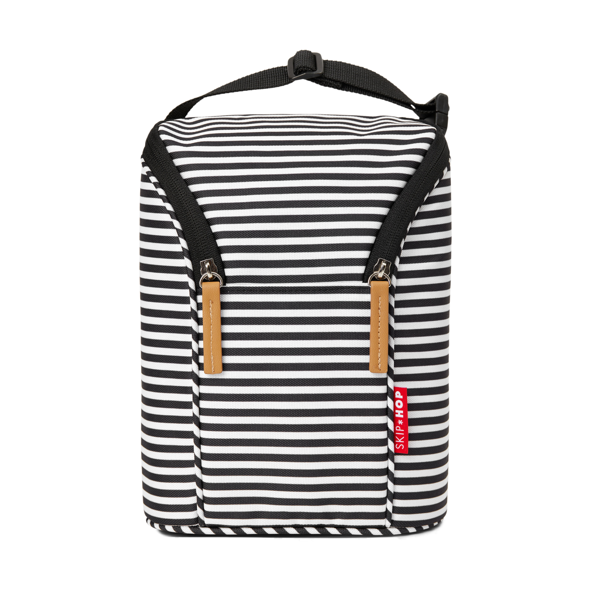 Skip Hop Insulated Breastmilk Cooler and Double Baby Bottle Bag, Black & White Stripe