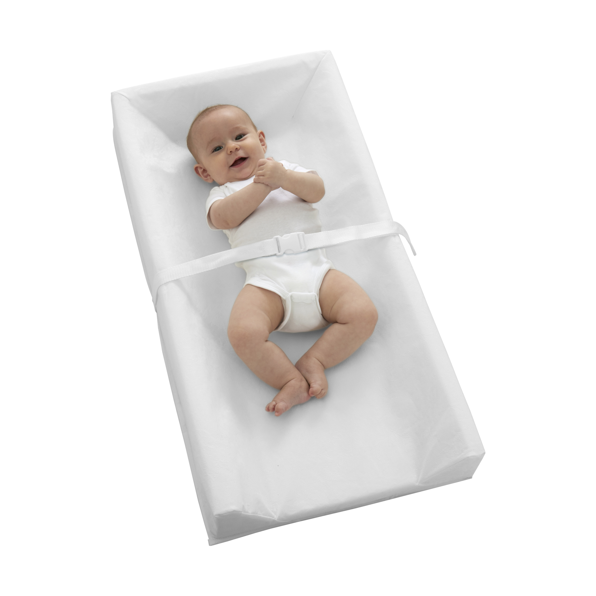 Sealy Baby Soybean Comfort Waterproof Diaper Changing Pad for Dresser or Table, Contoured 3-Sided, Wipeable Easy to Clean Surface & Durable Premium Foam, Made in USA, White, 32 x 16"