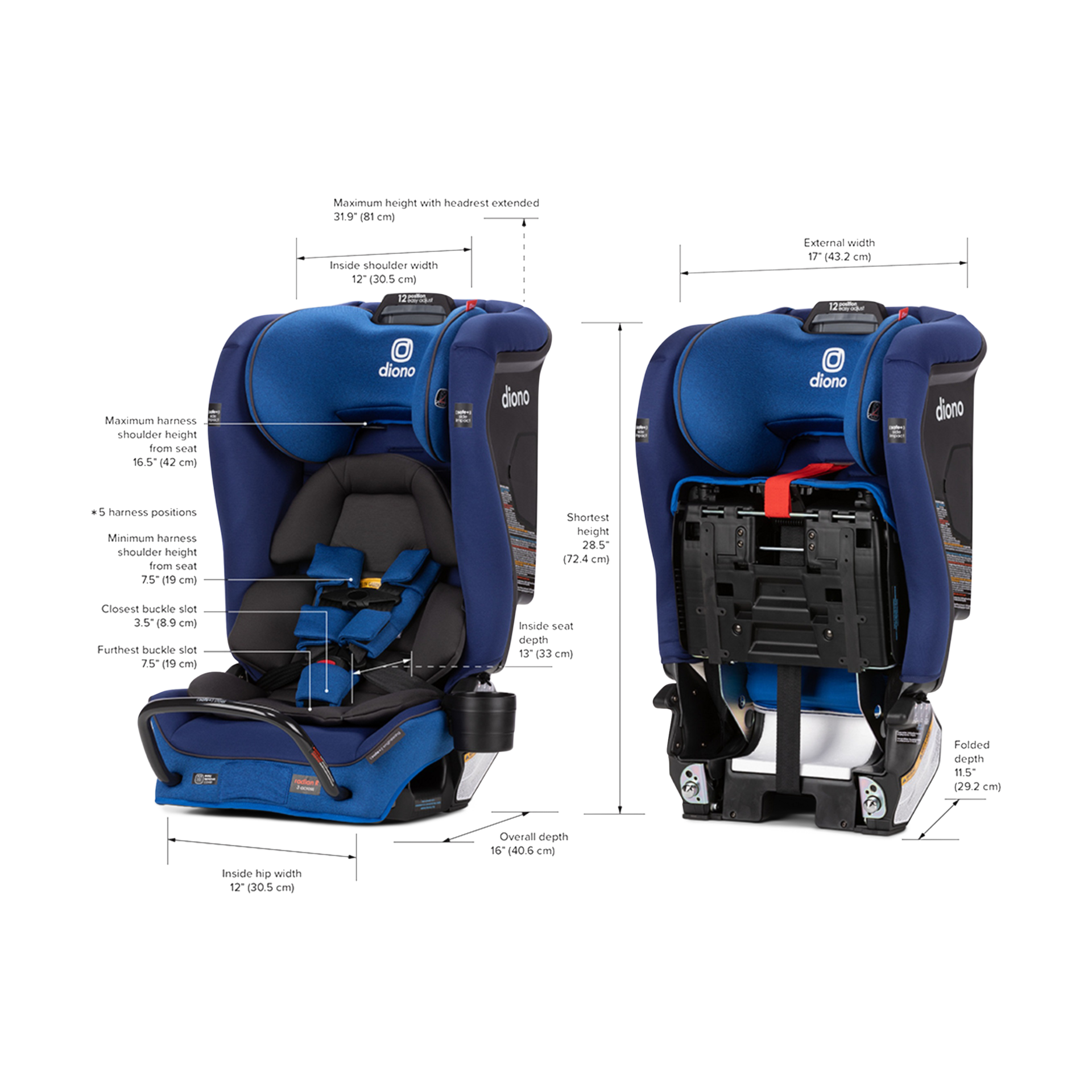 Diono Radian 3RXT SafePlus All-in-One Convertible Car Seat - Blue Sky.
