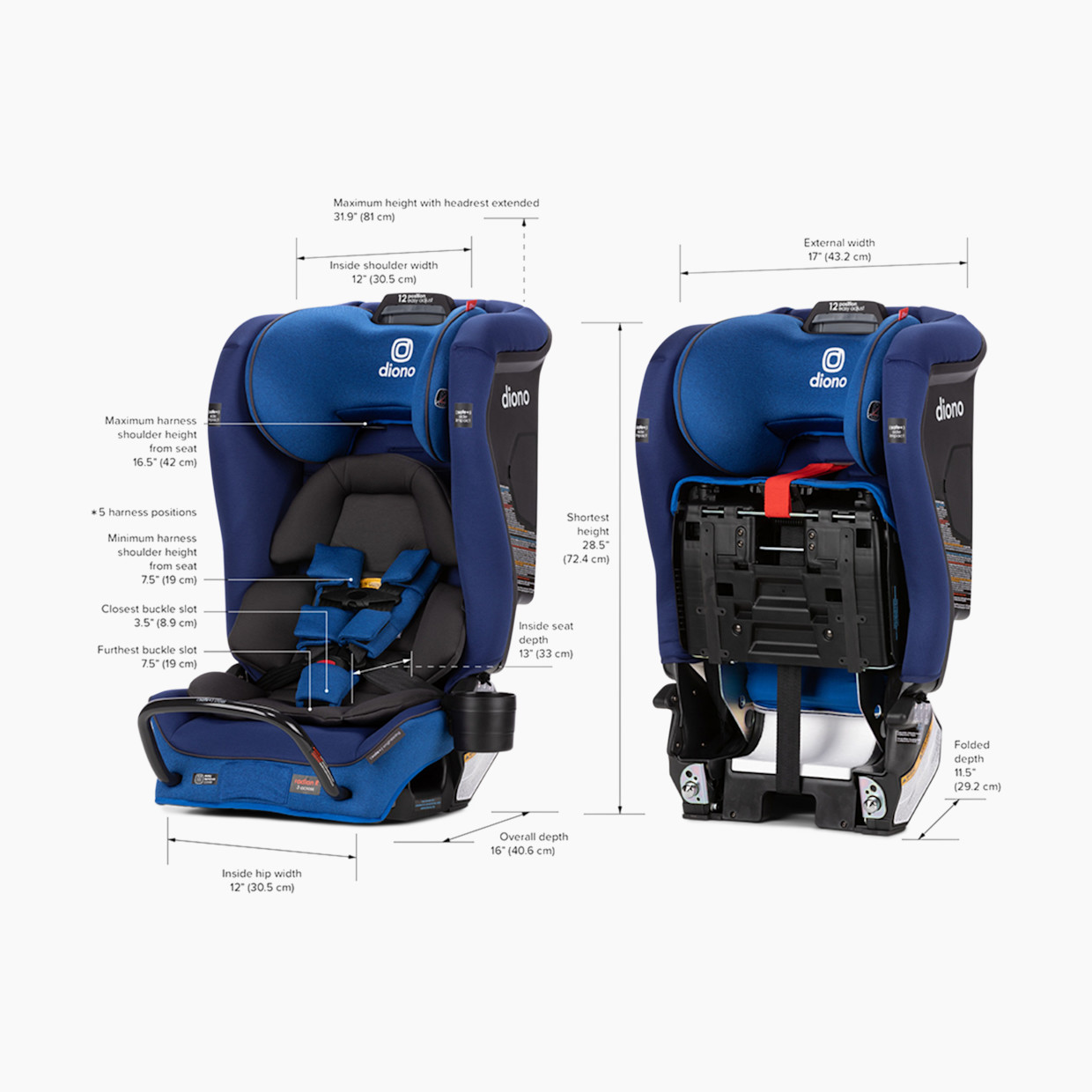 Diono Radian 3RXT SafePlus All-in-One Convertible Car Seat - Blue Sky.