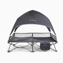 Baby Delight Go with Me Bungalow Deluxe Portable Cot | Toddler Travel Bed | Indoor and Outdoor | Sun Canopy | Grey