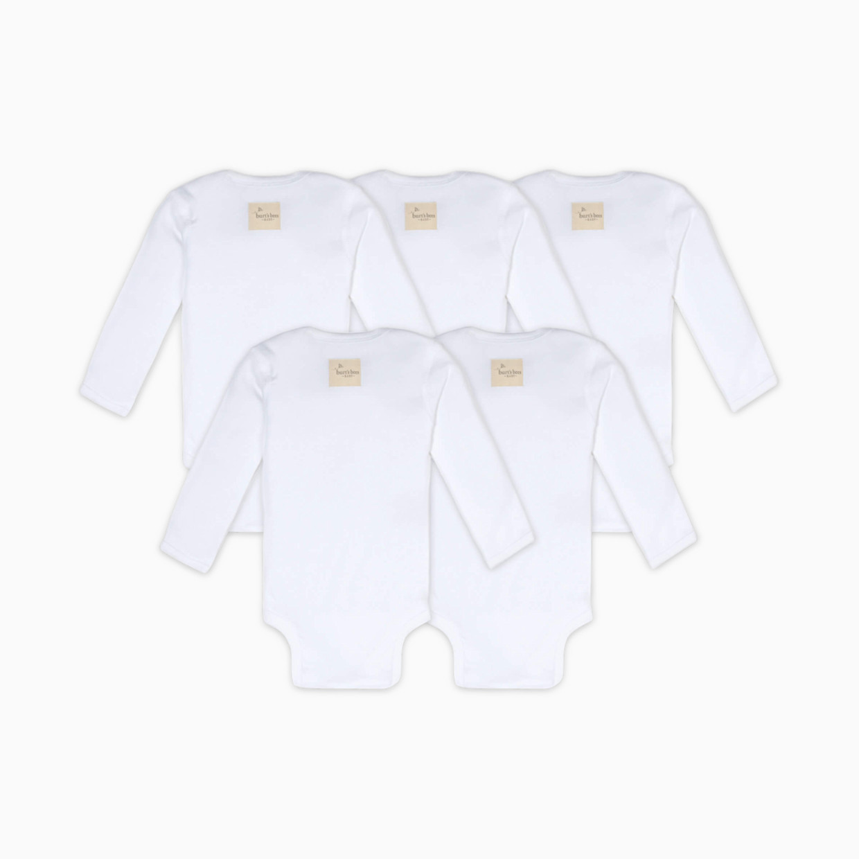 Burt's Bees Baby Organic Long Sleeve Bodysuit (5-Pack) - Cloud, 3-6 M.